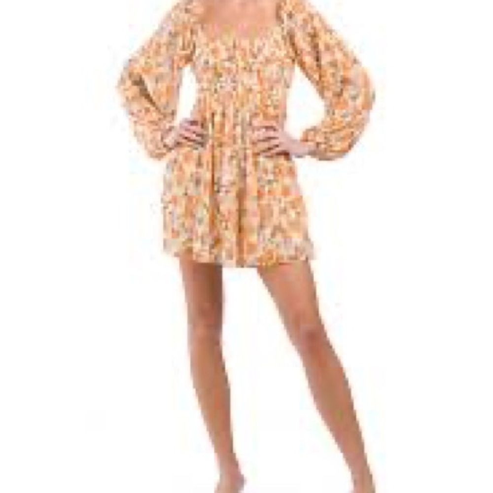LUSH Floral Long Sleeve Mini Dress Size Small NWOT